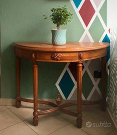 Consolle ingresso mezza luna legno massello