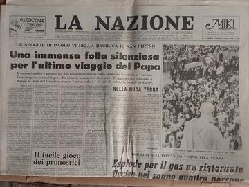 giornale La Nazione morte del Papa