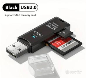 Lettore di Schede Mini USB 3.0 2-in-1 Adattatore