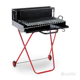 BARBECUE A LEGNA IN FERRO CON GRIGLIA ACCIAIO INOX