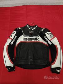 giubbotto racing moto Berik in pelle taglia 48