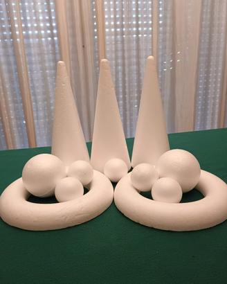 Lotto set Coni e Palle  Polistirolo bianco 
