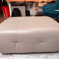 Pouf Ecopelle tortora cuciture bianche