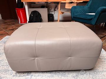 Pouf Ecopelle tortora cuciture bianche