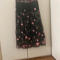Gonna  MY TWIN TWIN-SET tulle nera ricamo fiori