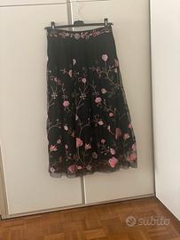 Gonna  MY TWIN TWIN-SET tulle nera ricamo fiori