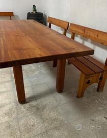 Tavolo + panche legno massello stile rustico