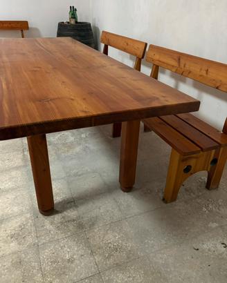 Tavolo + panche legno massello stile rustico