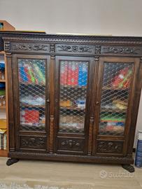 Libreria Vetrina Rinascimentale in Noce