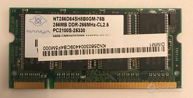 Modulo memoria pc2100s 256mb ddr 266 Mhz notebook