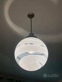 Lampadario sfera vetro bianco e trasparente