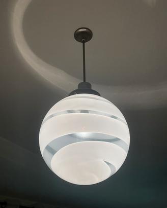 Lampadario sfera vetro bianco e trasparente