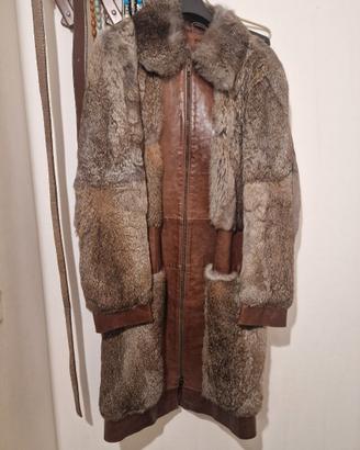 Pelliccia Lapin con inserto in pelle