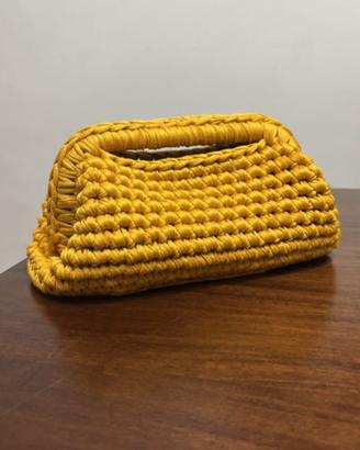 Borsa Giallo Senape Fatta a Mano ad Uncinetto