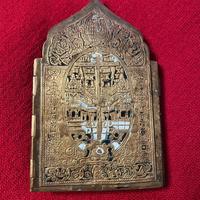 Porta laterale di trittico russo in bronzo smaltat