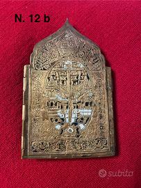 Porta laterale di trittico russo in bronzo smaltat