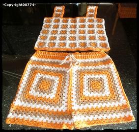 TOP E PANTALONCINO COMPLETO ESTIVO COTONE uncinett