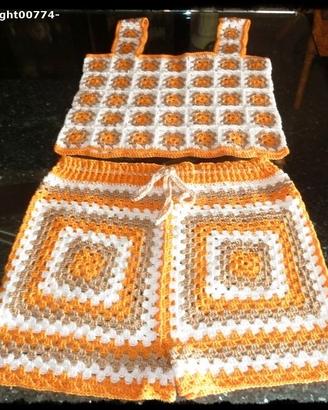 TOP E PANTALONCINO COMPLETO ESTIVO COTONE uncinett