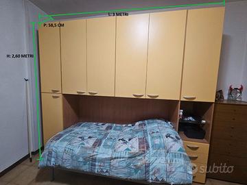 Armadio a ponte 3 metri per camera da letto 7 ante