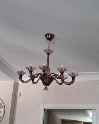 lampadario di murano " la Murrina"  color prugna
