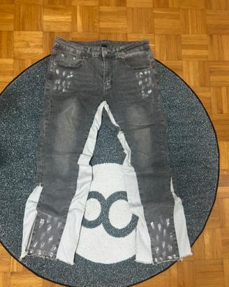 jeans flared grigi