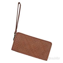Portafoglio Pochette Donna in Pelle Intrecciata