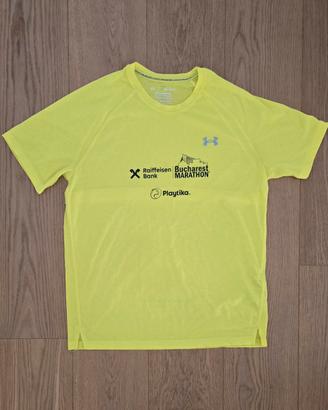 Maglietta tecnica running Under Armour gialla fluo