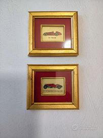 Stampe auto Alfa Romeo su piastra argento vintage 