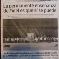 Cuba Fidel Castro giornale Granma 4/12/2016