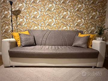 Divano letto 3 posti Dahlia grigio con contenitore