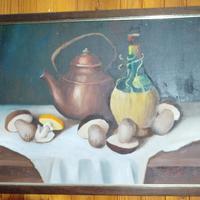 quadro con dipinto a olio su tela , natura morta 