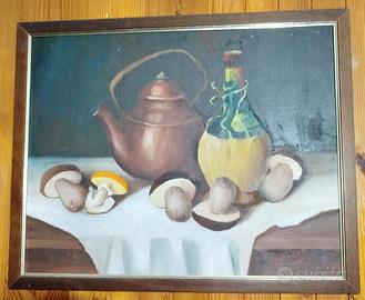 quadro con dipinto a olio su tela , natura morta 