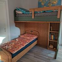 Cameretta ponte due letti singoli legno massello