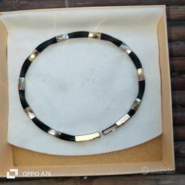Braccialetto tre oro 18 kt e Caucciù