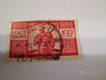 Francobollo da lire 100 Serie Democratica
