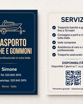 Trasporto barche e gommoni