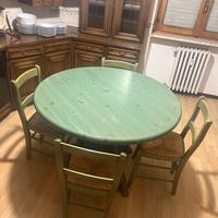 Set cucina tavolo rotondo + 4 sedie + mobiletto