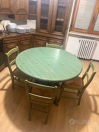 Set cucina tavolo rotondo + 4 sedie + mobiletto