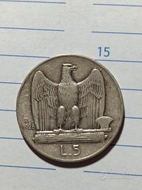 5 lire argento aquilino 1928 raro 