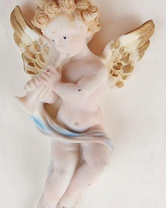 Decorazione da parete angelo con flauto in resina