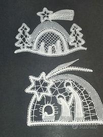 Presepi ricamati a mano in pizzo di Cantù