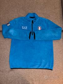 Pile uomo FISI Emporio Armani EA7 azzurro Italia M