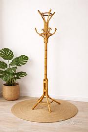 Attaccapanni da terra vintage in bambù e rattan