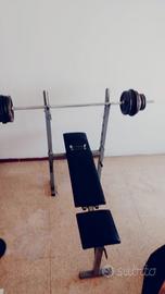panca piana con dischi da 60 kg 