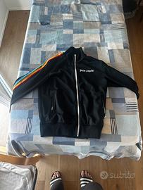 Giacca felpa Palm Angels nera con righe multicolor