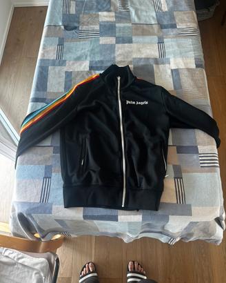 Giacca felpa Palm Angels nera con righe multicolor