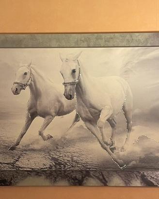 Quadro moderno, capoletto cavalli  bianchi