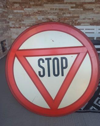 Cartello stradale vintage STOP tondo ACI 1967 orig