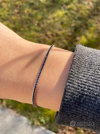 Bracciale tennis argento e zirconi neri