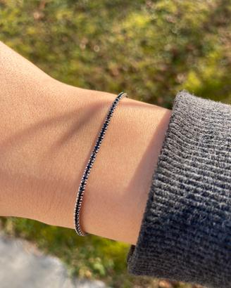 Bracciale tennis argento e zirconi neri